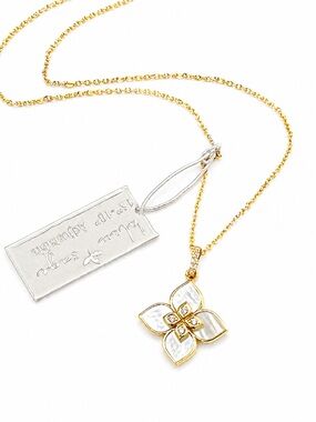 14K Gold-Plated Mother-of-Pearl Floral Necklace by Aleu Sage
